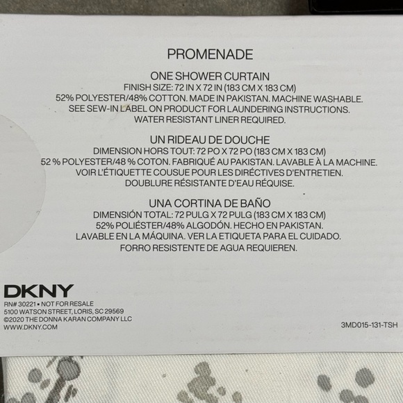 DKNY Promenade Fabric Shower Curtain 72x72 Floral Sticks Branches ~ Gray White - Picture 5 of 5